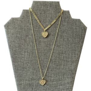 Q Heart Initial Gold Necklace & Anklet/Bracelet Set NWOT